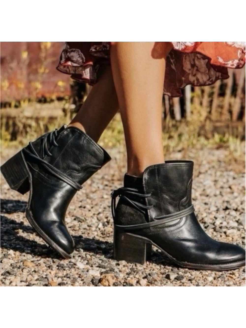 FREEBIRD Casey Black Leather Ankle Bootie Women’s 9 Pull On Straps Boho Chic